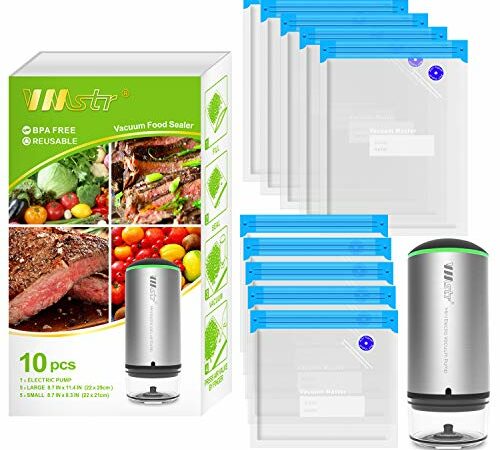 Vesta Precision Handheld Vac 'n Seal Vacuum Sealer - Powerful, Compact and Portable Food Vacuum Sealer with Long Battery Life - Works with Valved Vacuum Bags, Bottles, and Canisters