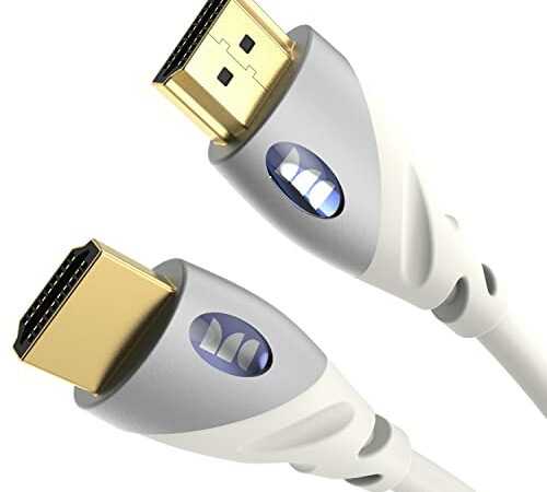 Monster 6ft High Speed 4K Hdr Hdmi Cable with Built-in Red Led Light, Gaming, Video, and Computer