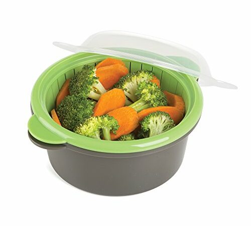 Professional Small Micro Cookware 1 Quart, Microwave Steamer for Vegetables, Microwave Cooker - BPA Free, Dishwasher Safe