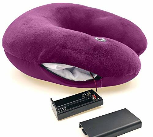 Small Neck Roll Pillow for Sleeping, Lumbar Roll Pillow - Vibrating Round Neck Pillow for Stress Relief - Neck Support Pillows for Sleeping, Traveling in Car or Airplane - Random Colors