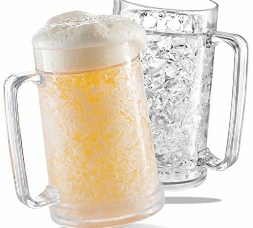 Rabbit Freezable Beer/Beverage Glasses (Clear/Black, Set of 2)