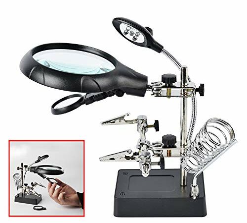 22X 10X Magnifying Glass with Light and Stand, Foldable Handheld Magnifying Glass & 2 level Dimmable for Close Work, Macular Degeneration, Seniors Reading, Powered by Battery or USB