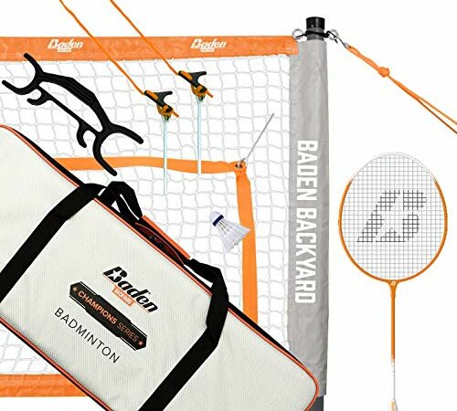 Boulder Badminton Pickleball Net - Height Adjustable Portable Net for Junior Tennis, Kids Volleyball & Soccer, and Backyard Games - Easy Setup Nylon Sports Net with Poles 10 ft/14ft/17ft Wide