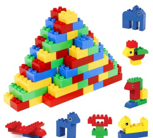 Brickyard Building Blocks Lego Compatible Baseplate - Pack of 4 Large 10 x 20 Inch Base Plates for Toy Bricks, STEM Activities & Display Table - Assorted