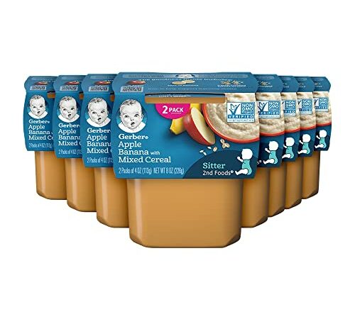 Gerber 1st Foods Baby Food, Pear Puree, Natural & Non-GMO, 2 Ounce Tubs, 2-Pack (Pack of 8)