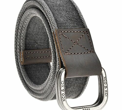Aaron Leather Goods Canvas Belt with D-ring for men & women 1 or 3 pcs Black Brown Green (Caramel, S/M (30"-35" Waist))