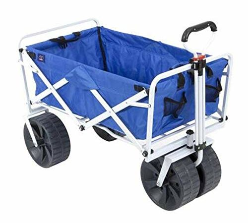 MacSports Collapsible Outdoor Utility Wagon with Folding Table and Drink Holders, Gray