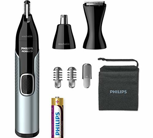 ConairMan Ear and Nose Hair Trimmer for Men, Cordless Battery-Powered Trimmer with Detail and Shaver Attachments