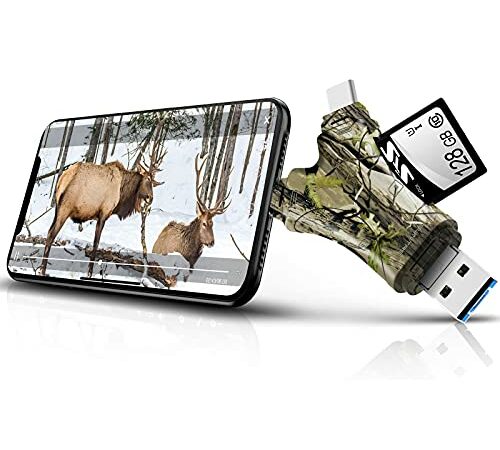 SD Card Reader for iPhone iPad,Oyuiasle Trail Game Camera Micro SD Card Reader Viewer,SLR Cameras SD Reader with Dual Slot,Photography Memory Card Adapter,Plug and Play