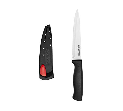 Sabatier Forged Stainless Steel Santoku Knife with Edgekeeper Self-Sharpening Blade Cover, Razor-Sharp Kitchen Knife to Cut Fruit, Vegetables and more, High-Carbon Stainless Steel, 7-Inch
