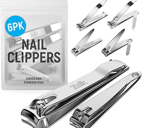 4 Pcs Professional Stainless Steel Toenail Clipper and Fingernails by QLL - Swing Out Nail Cleaner/File - Sharpest Stainless Steel Clipper - Wide Easy Press Lever – Best Quality Nail Cutter