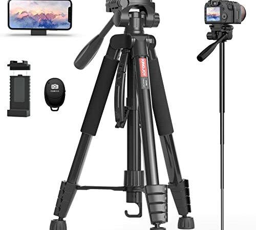 Victiv 72-inch Camera Tripod Aluminum Monopod T72 Max. Height 182 cm - Lightweight and Compact for Travel with 3-Way Swivel Head and 2 Quick Release Plates for Canon Nikon DSLR Video Shooting - Black