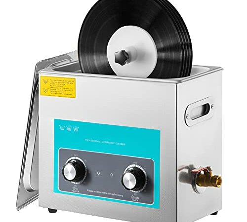 WEWU ROUNDS LP Vinyl Record Ultrasonic Cleaner with Records Bracket 1-5 Records Per Batch Raising Descending Auto-Drying