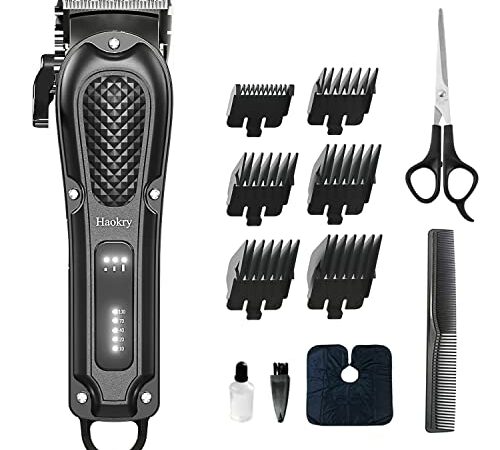 GLAKER Professional Hair Clippers and Trimmer Kit, Cordless Barber Clippers Hair Cutting Kit for Men Women Kids, Mens Hair Trimmer Set Fading Clippers with 18PCS Guards