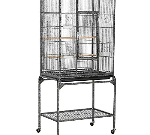 54" Large Wrought Iron 4-Level Tight 1/2-inch Bar Spacing Ferret Chinchilla Sugar Glider Mice Rat Cage with Removable Stand (Black Vein (25" L x 17" W x 54" H))