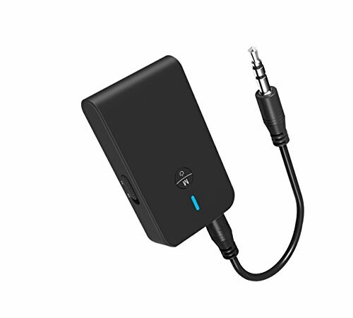 Bluetooth Receiver with OLED Screen, Portable AUX Bluetooth 5.0 Adapter for Car Stereo/Home Stereo/Speaker/Wired Headphones, Dual Connection/Noise Cancelling/Hands-Free Calling/12H Battery Life