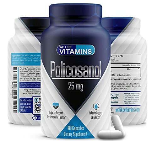 Policosanol 100mg 180 Veggie Capsules (Vegan, Non-GMO & Gluten-Free)