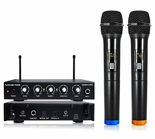 Rybozen Wireless Microphone Karaoke Mixer System, Dual Handheld Wireless Microphone for Karaoke, Smart TV, PC, Speaker, Amplifier, Church, Wedding - Support HDMI, AUX in/Out