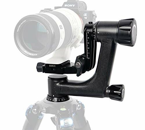 Neewer GM100 Professional Heavy Duty Carbon Fiber Gimbal Tripod Head with 1/4” Quick Release Plate, Bearing Structure Supports Smoother 360 Degree Panoramic Shooting for DSLR Camera Up to 30lbs/13.6kg