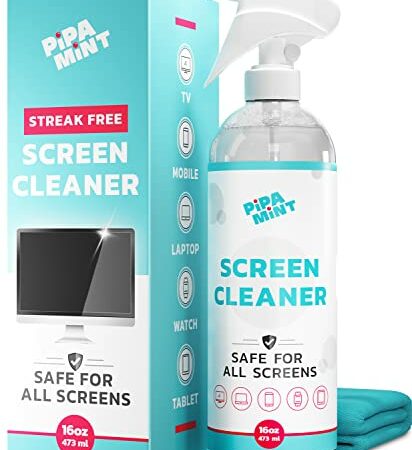 Calyptus Screen Cleaner Spray Kit | 8 Ounces + 4 Screen Cloths | Plant Based Power | USA Made | Cleans TV, iPad, Laptop, Phone Screen Cleaner, Tablet, MacBook