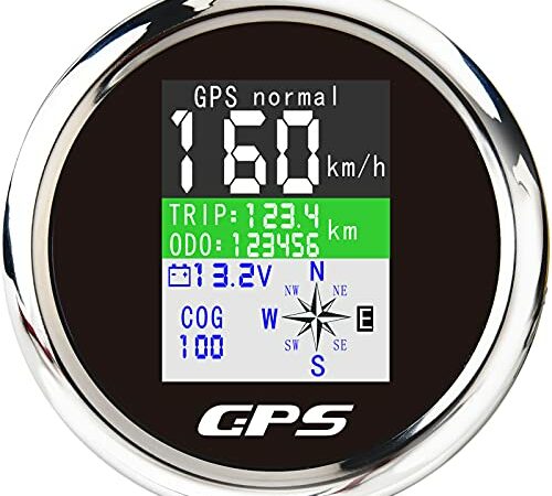 ARTILAURA GPS Speedometer 7 Colors 85mm 3-3/8" 0-80 MPH White Car Speedometer Gauge GPS Antenna for Car Motorcycle Boat Marine Truck