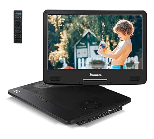 12" Portable DVD Player with 5-Hour Rechargeable Battery, 10.1" HD Swivel Display Screen, Support CD/DVD/SD Card/USB, Car Headrest Case, Car Charger, Last Memory