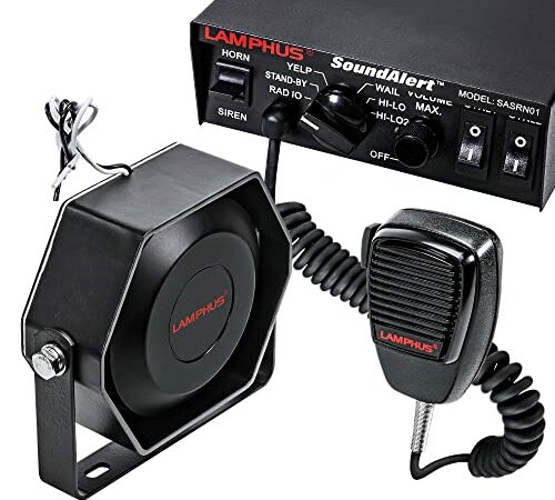 Zento Deals 80W Car Siren Horn Mic PA Speaker System Emergency Sound Amplifier-5 Tones