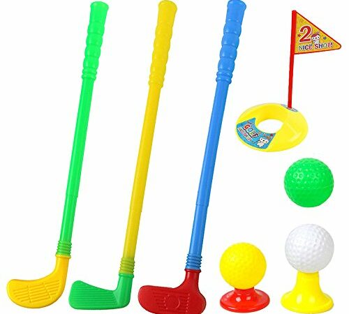 ToyVelt Toddler Golf Set - Kids Golf Clubs with 6 Balls, 4 Golf Sticks, 2 Practice Holes and a Putting Mat - Promotes Physical & Mental Development - Toys for 2 3 4 5 Year Old Boys