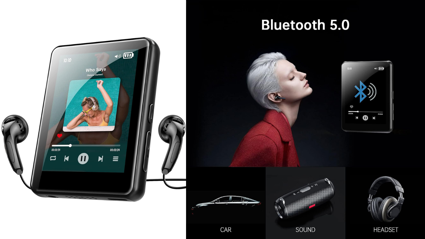 32GB MP3 Player with Bluetooth 5.0, 2.4" Full Touch Screen, HiFi Sound Quality, Music MP3 MP4 Player